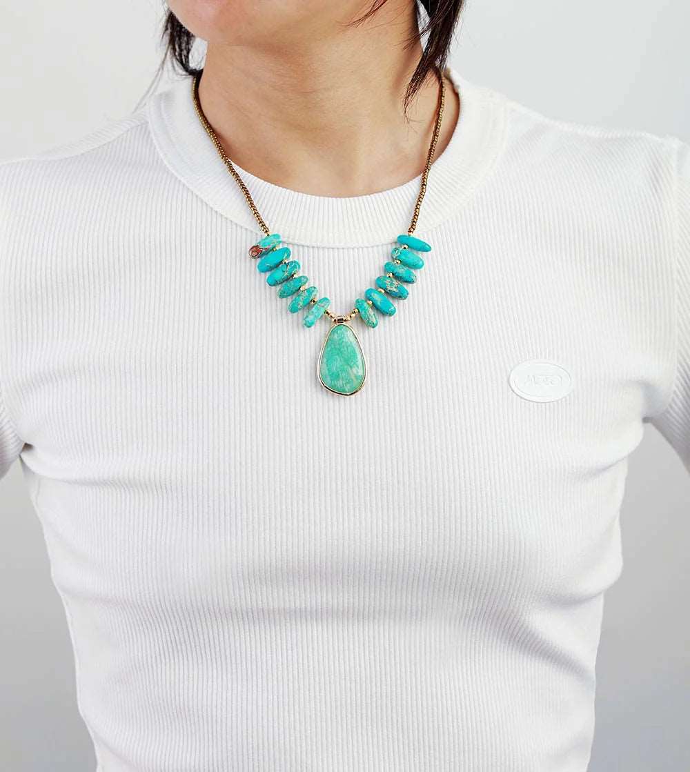 Amazonite Turquoise Charm Necklace