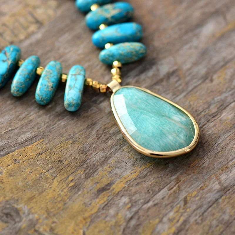 Amazonite Turquoise Charm Necklace