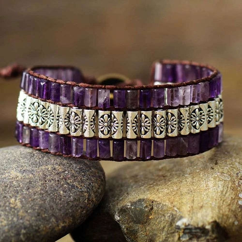 Amethyst Antique Statement Wristband Bracelet
