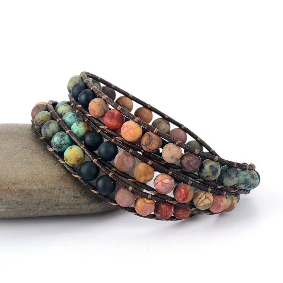 Affection Bracelet-Natural Semi Precious Stone Leather Bracelet