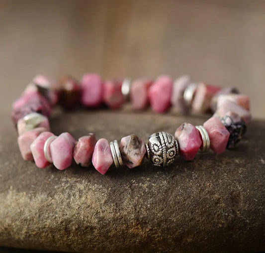 Tree of Life Rhodonite Stretch Bracelet