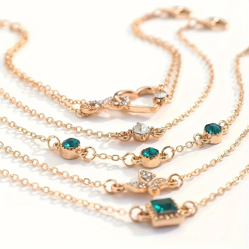 5Pcs Rhinestone Butterfly Bracelet Fashion