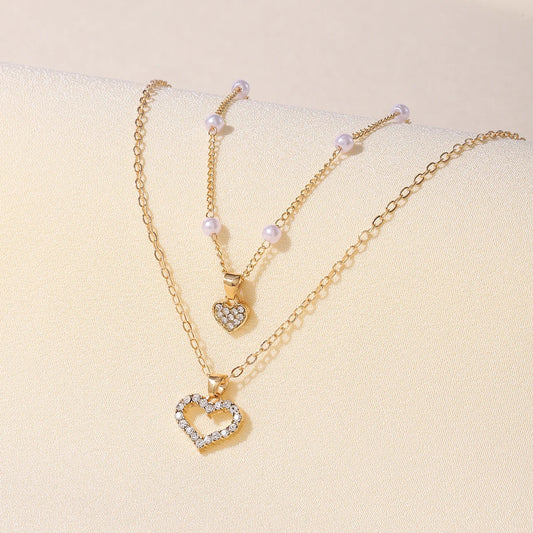 Exquisite Rhinestone Heart Pendant Necklace